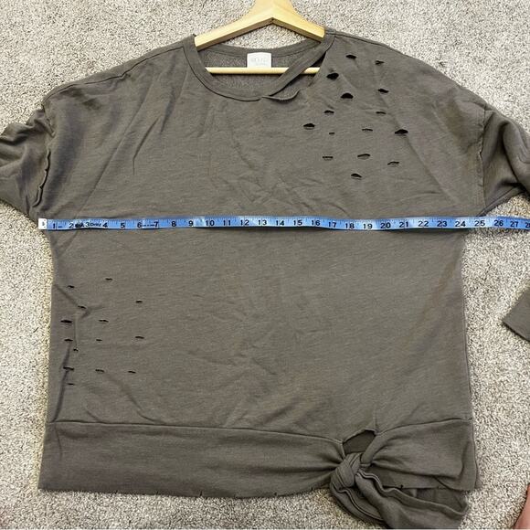 ABOUND Olive/Khaki Green Heathered TIE HIP Cotton Distressed SWEATSHIRT size L - Picture 13 of 16